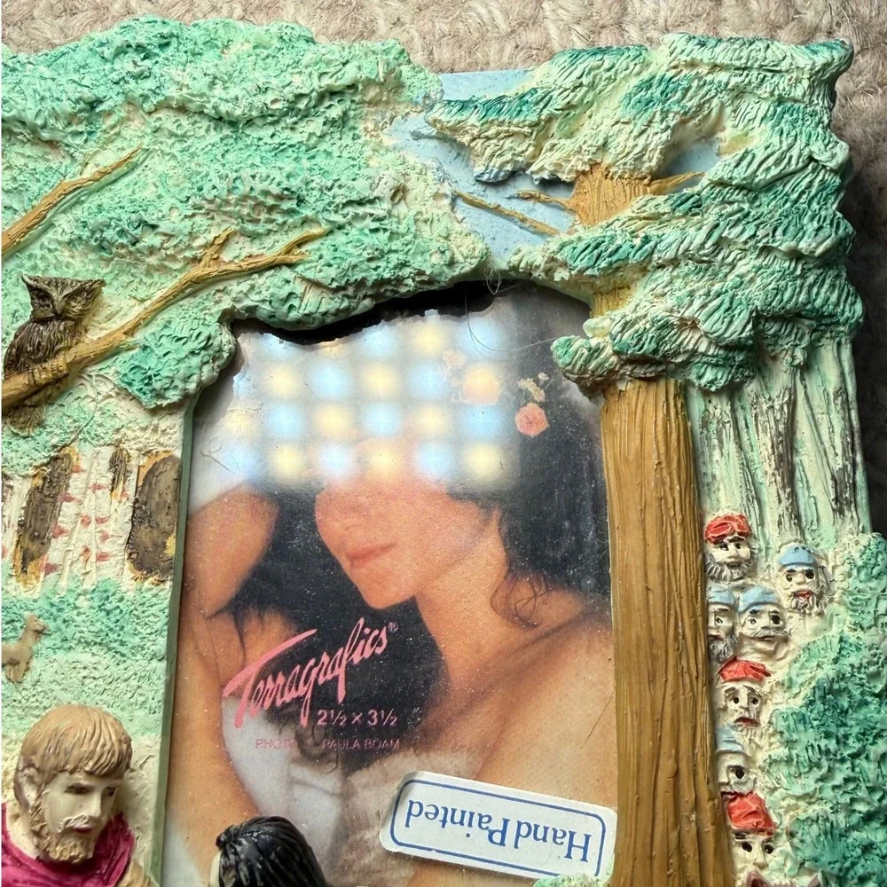 Terragrafics 1990 Woodland Figurine Photo Frame Resin Vintage Decor Whimsy Fairy